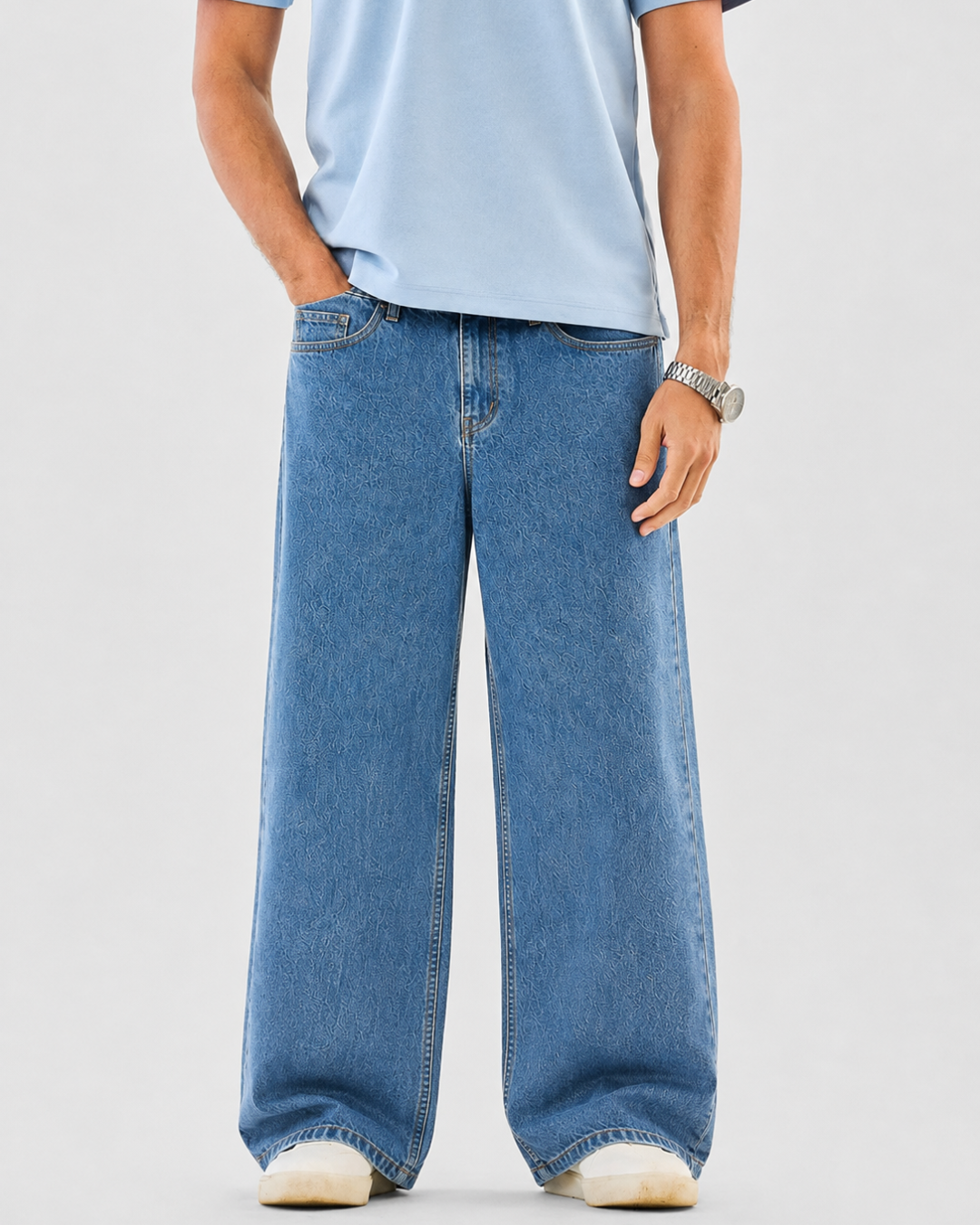 Ice Blue | Baggy Fit Denim Jeans