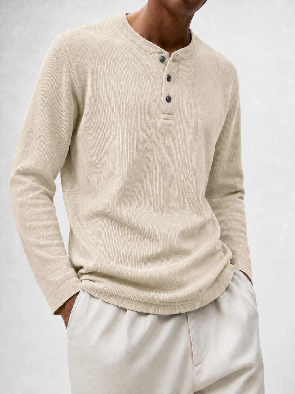 Off-White | Waffle Knit Henley | Full Sleeves