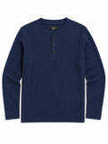 Ink Blue | Waffle Knit Henley | Full Sleeves