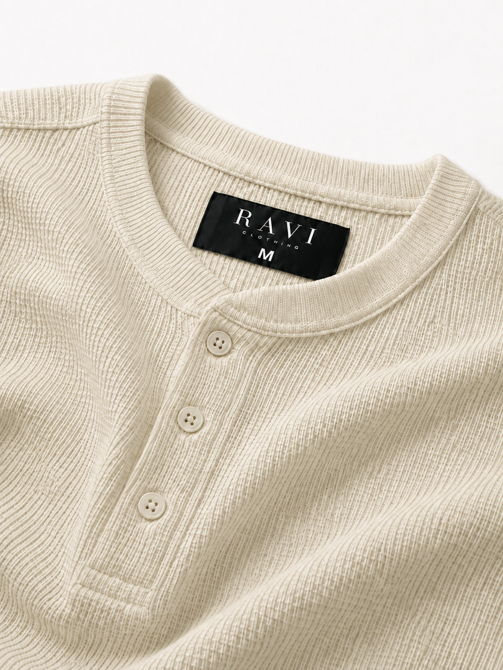 Off-White | Waffle Knit Henley | Full Sleeves