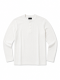 White | Waffle Knit Henley | Full Sleeves