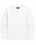White | Waffle Knit Henley | Full Sleeves